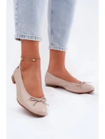 Skórzane Baleriny Damskie Maciejka P6800-04 Beżowe
