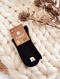 Dámske rebrované ponožky bez tlaku Black