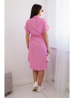 Viskózové šaty so zaväzovaním v páse svetloružové