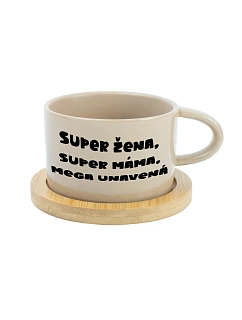 SUPER ŽENA, SUPER MAMA, MEGA ÚNAVA - krémový pohár 200 ml