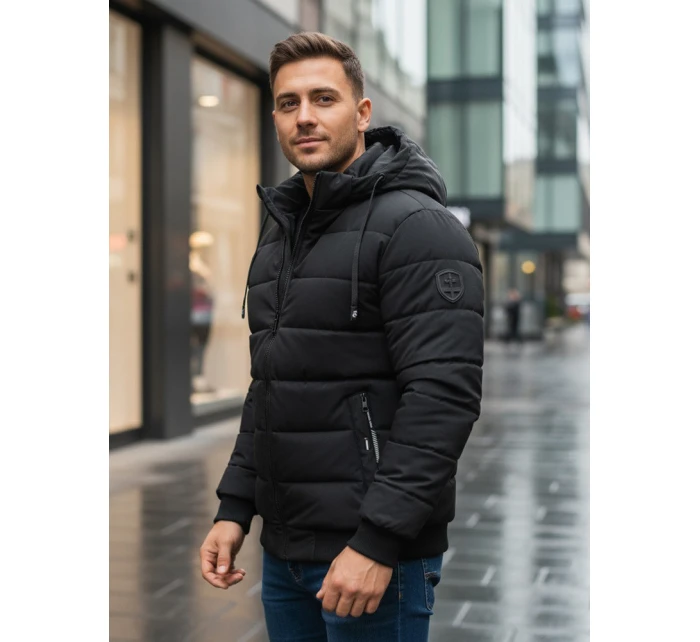 Pánská prošívaná zimní bunda s kapucí černá Dstreet model 21993617 - FashionStreet