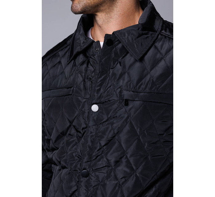 Černá pánská prošívaná bunda s límcem (58M13080-392)