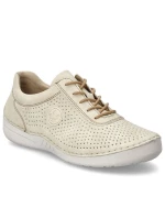 Dámske perforované béžové kožené poltopánky Rieker 52546-60