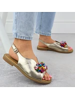 Dámske zlaté sandále s korálkami Filippo DS6230