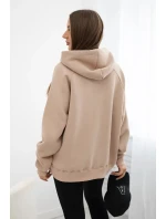 Zateplená bavlněná mikina s kapucí tmavě béžová Zateplená bavlněná mikina s kapucí tmavě béžová