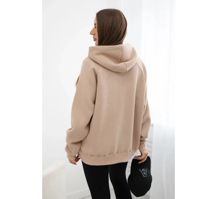 Zateplená bavlněná mikina s kapucí tmavě béžová Zateplená bavlněná mikina s kapucí tmavě béžová