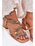 Dámské Sandály Na Podpatku S  Béžové model 21693547 - Artiker