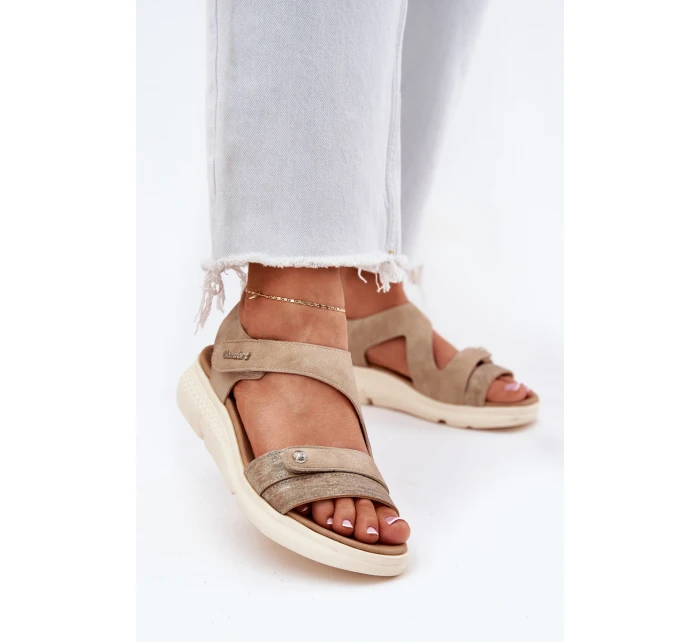 Sandały Damskie Na Koturnie Beżowe Maroriella