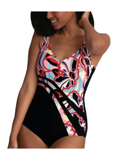 Jednodielne plavky 7347 M2 čierno-červené -Anita