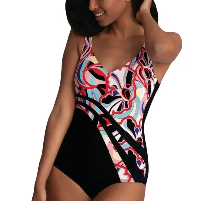 Jednodielne plavky 7347 M2 čierno-červené -Anita