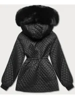 Čierna dámska prechodná bunda nadmernej veľkosti (ag6-27)