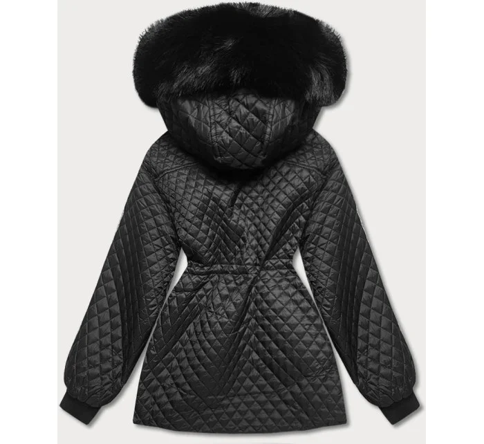 Čierna dámska prechodná bunda nadmernej veľkosti (ag6-27)