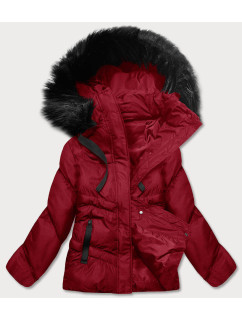 Červená dámska zimná bunda s kapucňou (5M738-270)