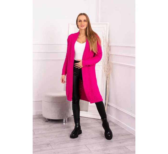 Sveter Cardigan kockovaný kockovaný fuchsiový