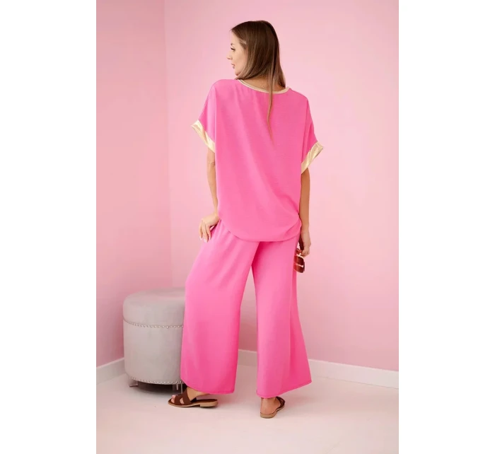 Viskózový komplet se zlatým lemováním růžový Viskózový komplet se zlatým lemováním růžový