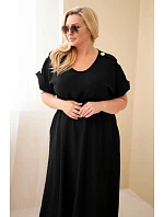 Dámské šaty Plus Size s model 22159135 pasem černá - K-Fashion Dámské šaty Plus Size s model 22159135 pasem černá - K-Fashion