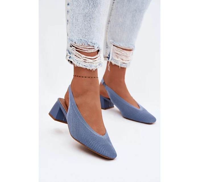 Materiálové dámské sandály na podpatku Modré Marcellé