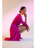 S365 Viskózové šaty áčkového strihu so zaväzovacími rukávmi - lila