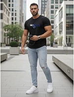 Pánske tričko s vypasovaným strihom čierne FashionStreet NX5017R