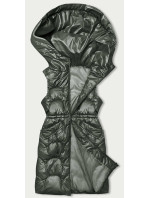 Vypasovaná vesta v khaki farbe s kapucňou (B8172-11)