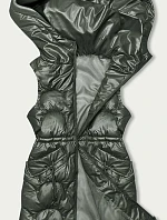 Khaki vesta s kapucňou a úzkym strihom (B8172-11)