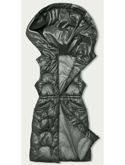 Vypasovaná vesta v khaki barvě s kapucí model 18846328 - S'WEST