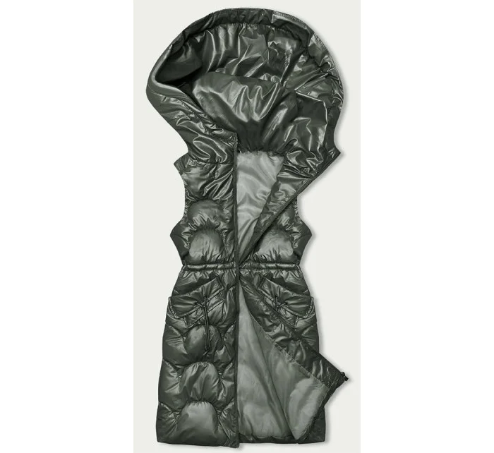 Vypasovaná vesta v khaki barvě s kapucí model 18846328 - S'WEST