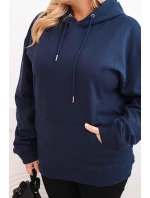 Plus veľkosť dámska mikina s kapucňou s klokaním vreckom bavlna modrá