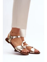 model 21647967 Dámské kožené sandály zlaté - Zazoo