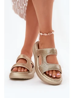 Zdobione Klapki Damskie Na Platformie Złote Jestella