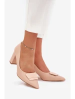 Lodičky na podpatku s ozdobou béžové model 21704571 - Boto