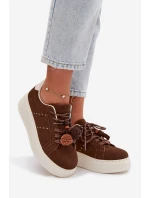 Dámské tenisky na platformě s ozdobnými čokoládové model 21919538 - Boto