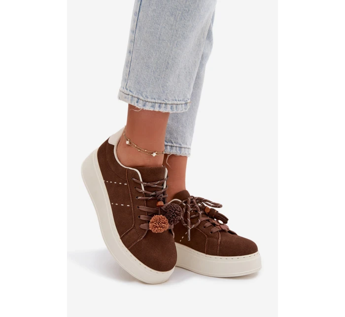 Dámské tenisky na platformě s ozdobnými čokoládové model 21919538 - Boto