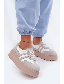 Semišové tenisky na platformě GOE TT2N4052 bílé