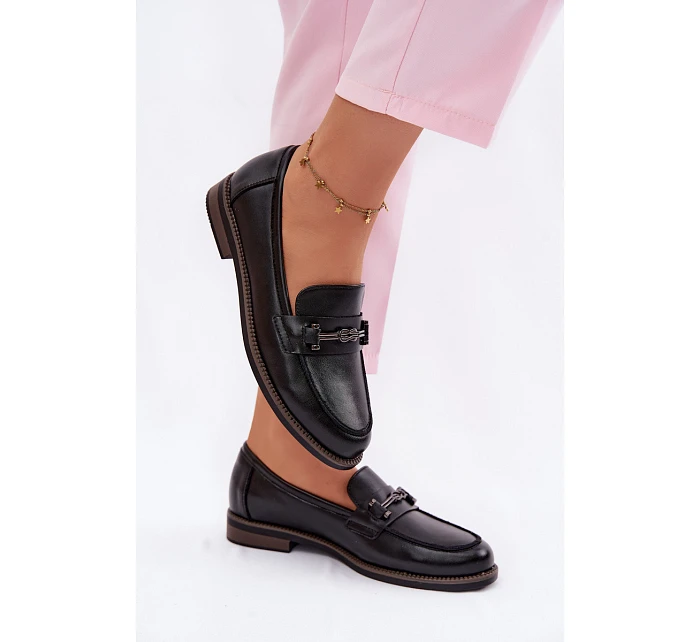 Dámské kožené mokasiny Vinceza 18132 Černé