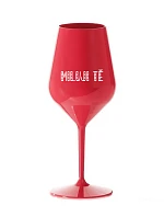 I LOVE YOU - červený nerozbitný pohár na víno 470 ml