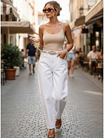 Jeansy damskie fit z wysokim stanem białe model 22144350 - FashionStreet