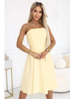 641-3 VIVIENNE korzetové midi šaty s opaskom - pastelovo žlté 641-3 VIVIENNE korzetové midi šaty s opaskom - pastelovo žlté