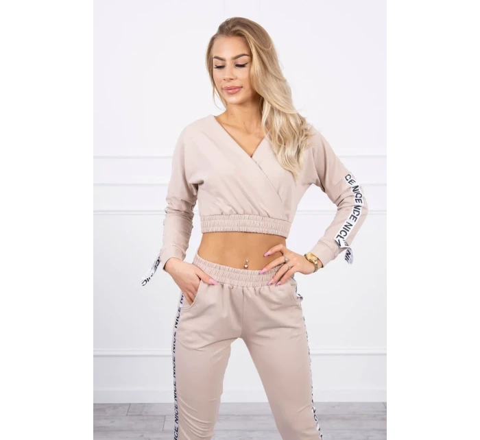 Súprava s ozdobnými stuhami béžová