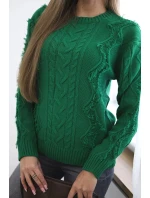 Sveter s pleteninou zelený Sveter s pleteninou zelený