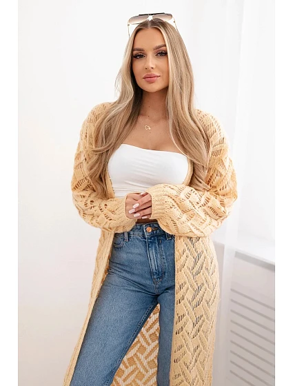 Svetr dlouhý kardigan Super KID model 20247423 broskev - K-Fashion