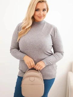 Dámsky sveter v nadmernej veľkosti z viskózy s rolákom sivej farby