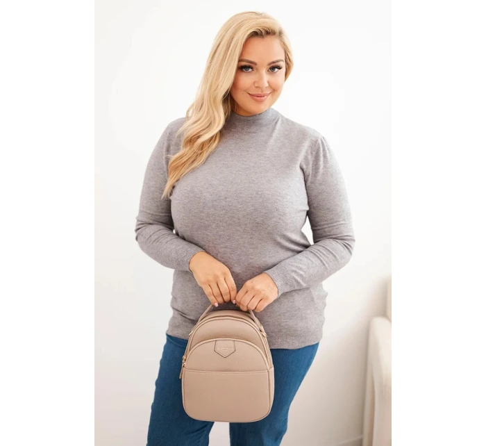 Dámsky sveter v nadmernej veľkosti z viskózy s rolákom sivej farby Dámsky sveter v nadmernej veľkosti z viskózy s rolákom sivej farby