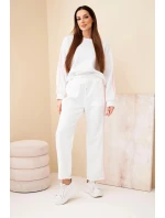 Dámský viskózový máslový komplet s lampasy ecru