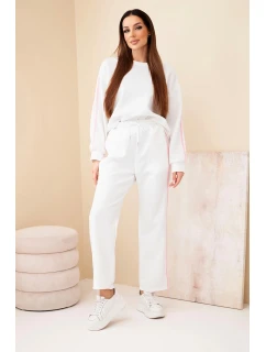 Dámský viskózový máslový komplet s lampasy ecru