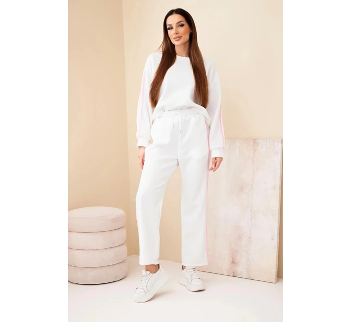 Dámský viskózový máslový komplet s lampasy ecru