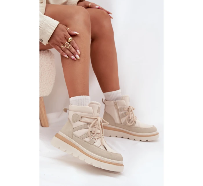Damskie Botki Trapery Na Platformie Jasnobeżowe Liorae Damskie Botki Trapery Na Platformie Jasnobeżowe Liorae