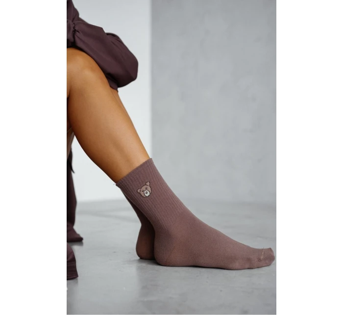 Dámske ponožky s medvedíkom - hnedé Dámske ponožky s medvedíkom - hnedé