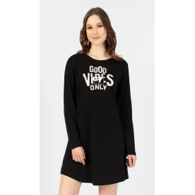 Dámska nočná košeľa s dlhým rukávom Good vibes
