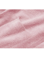 Bledo ružový dlhý vlnený prehoz cez oblečenie typu alpaka s kapucňou (M105)